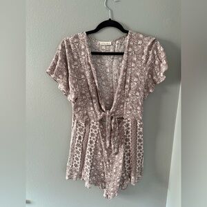 Cotton Candy Boho Print Tie-Front Romper